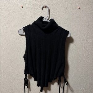 Black Sleeveless Turtleneck Sweater